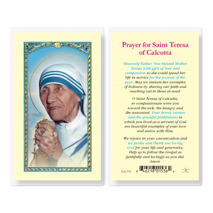 St. Teresa of Calcutta Laminated Holy Card
