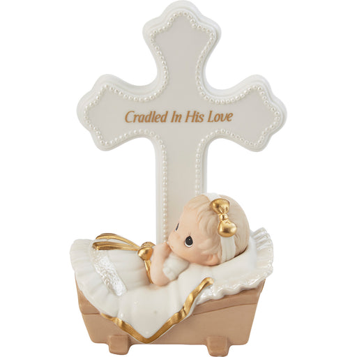 Precious Moments "Cradled in His Love" Cross w/ Baby Girl