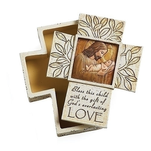 Jesus w/ Infant Cross Keepsake Box