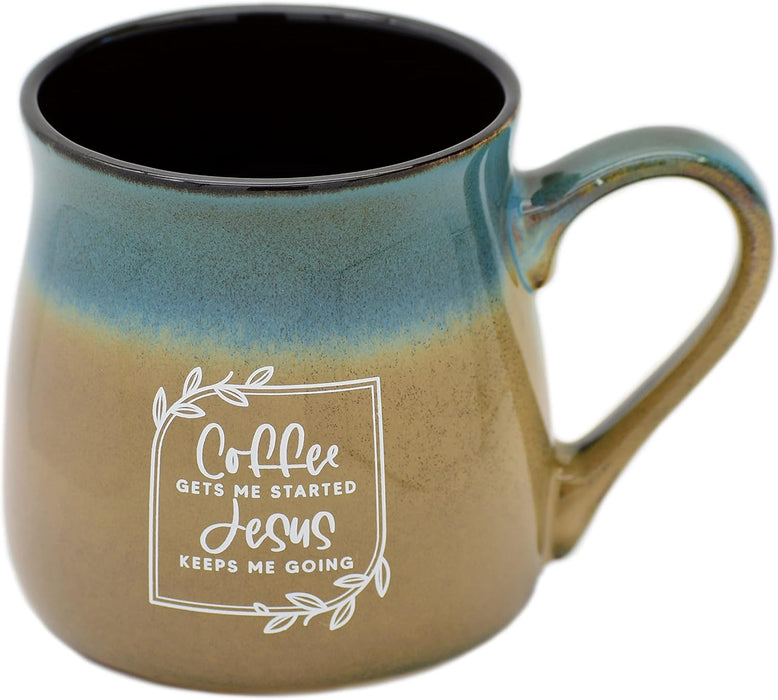 Coffee Gets Me Started Jesus Keeps Me Going 16 oz Ceramic Coffee Mug