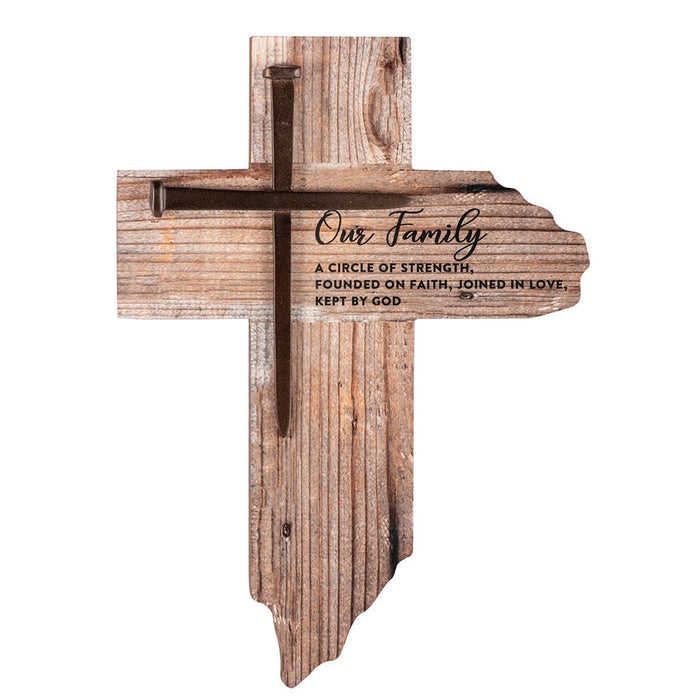 Our Family Rustic Wall Cross