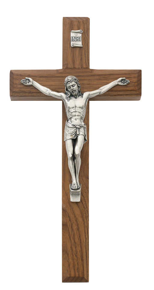 Beveled Walnut Crucifix 8"