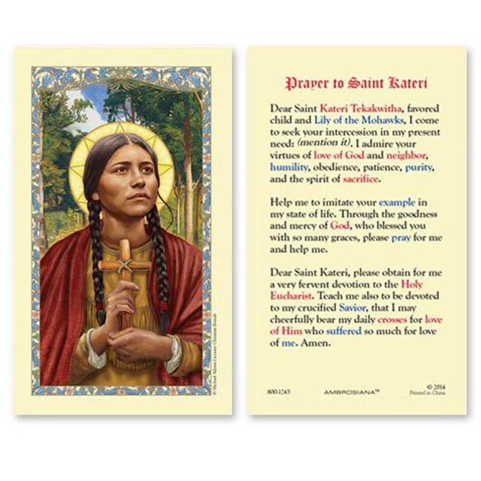 St. Kateri Tekakwitha Laminated Holy Card