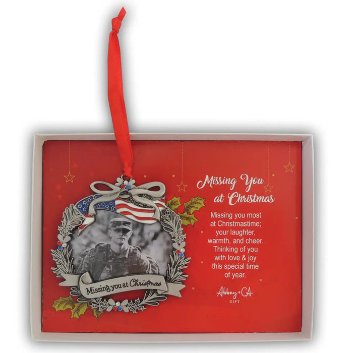 Missing You Patriotic Memorial Photo Ornament