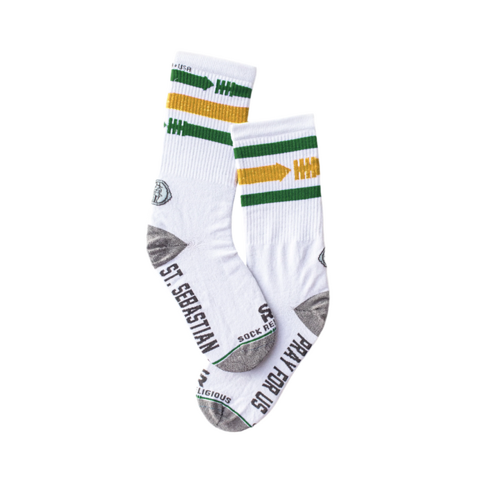Sock Religious St. Sebastian Athletic Socks (Green & Gold)