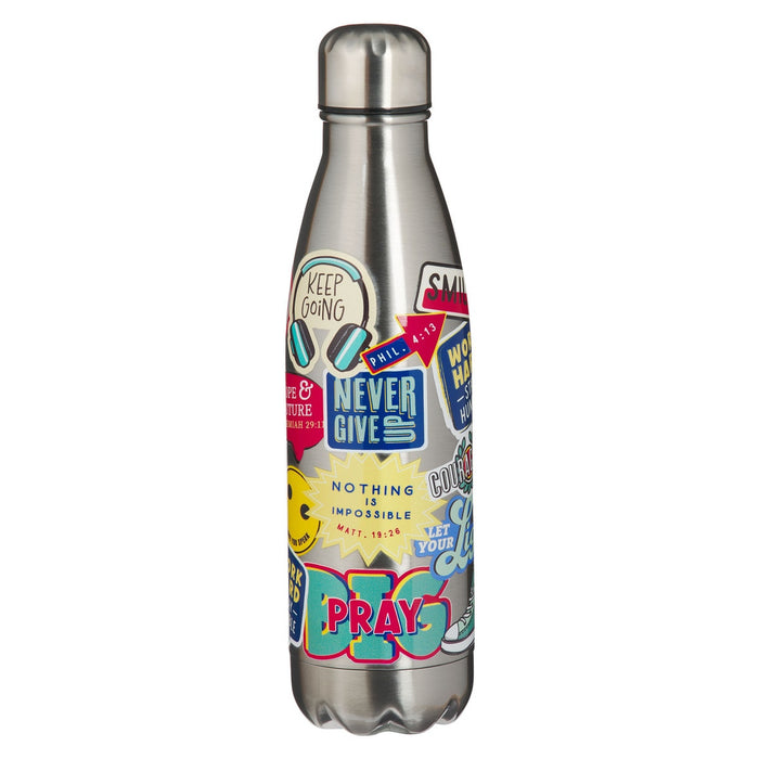 Stay Strong Kid 17 oz Metallic Stainless Steel Water Bottle