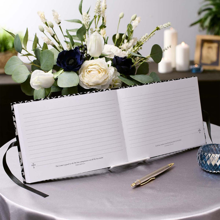 In Loving Memory Black and Silver Memorial Guest Book