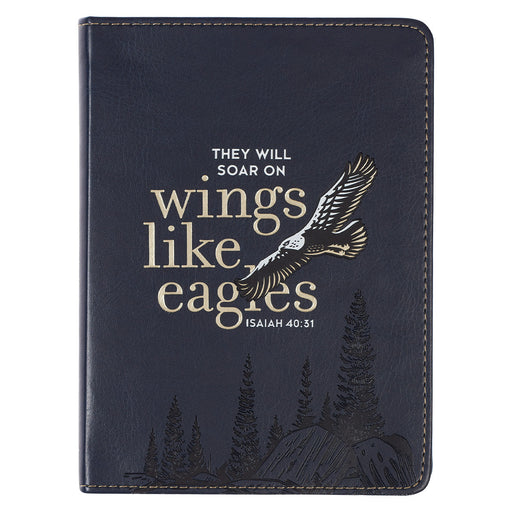 Wings Like Eagles Navy Blue Handy-sized Faux Leather Journal
