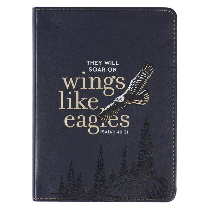 Wings Like Eagles Navy Blue Handy-sized Faux Leather Journal