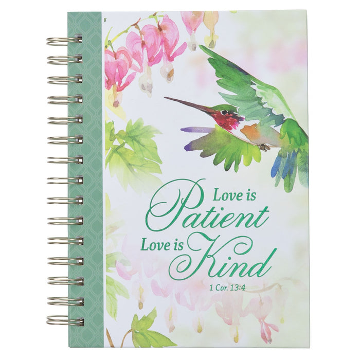 Love is Patient Green Hummingbird Spiral Journal - 1 Corinthians 13:4