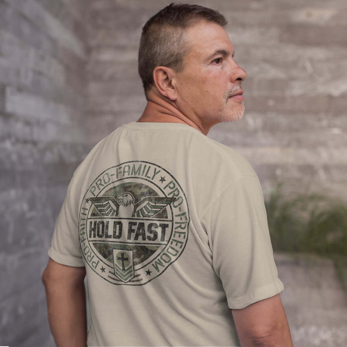 Hold Fast Men's T-Shirt Pro Faith Family Freedom
