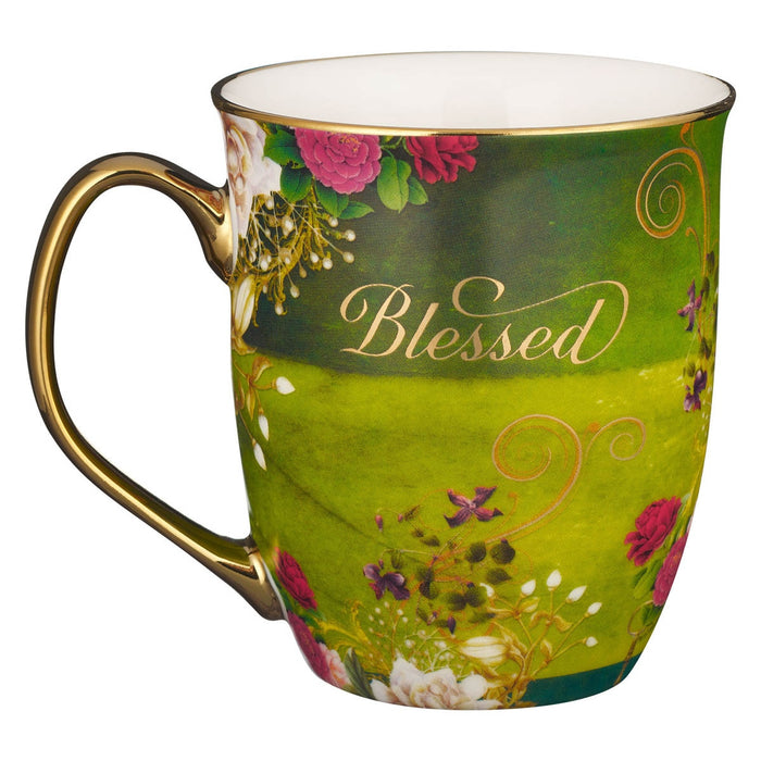 Blessed Peacock 14 oz Ceramic Coffee Mug - Jeremiah 17:7