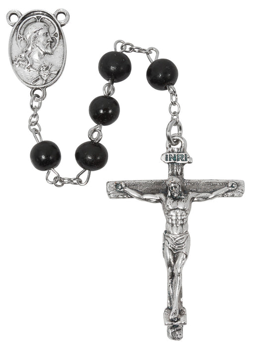 Black Wood Sacred Heart Rosary