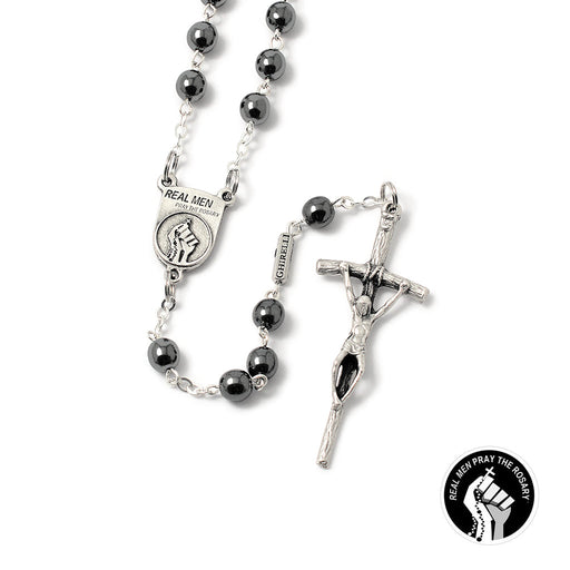 Real Men Pray The Rosary Hematite Rosary