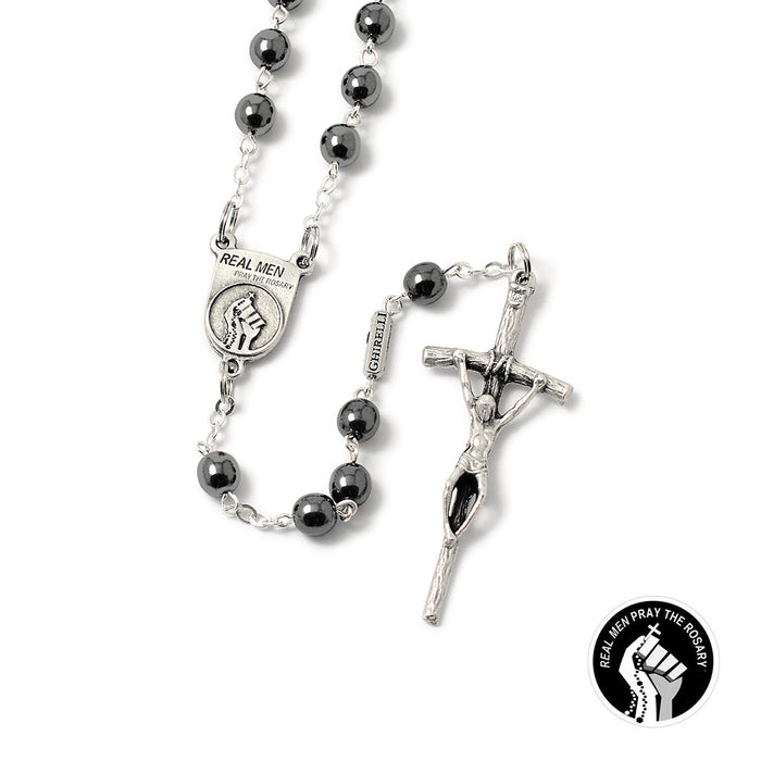Real Men Pray The Rosary Hematite Rosary
