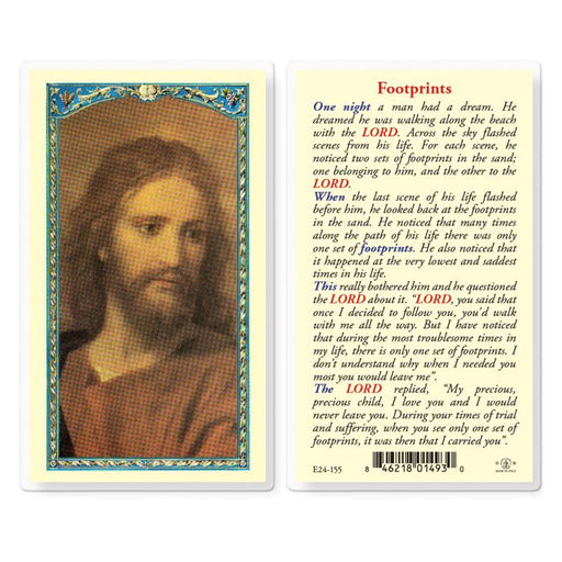 Footprints in the Sand Laminated Holy Card