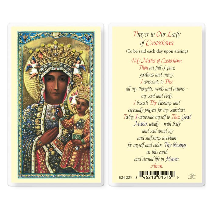 Our Lady of Czestochowa Laminated Holy Card