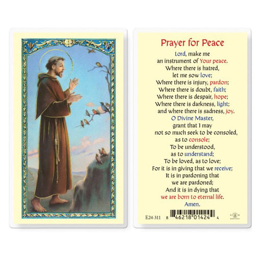 St. Francis of Assisi "Prayer for Peace" Laminated Holy Card