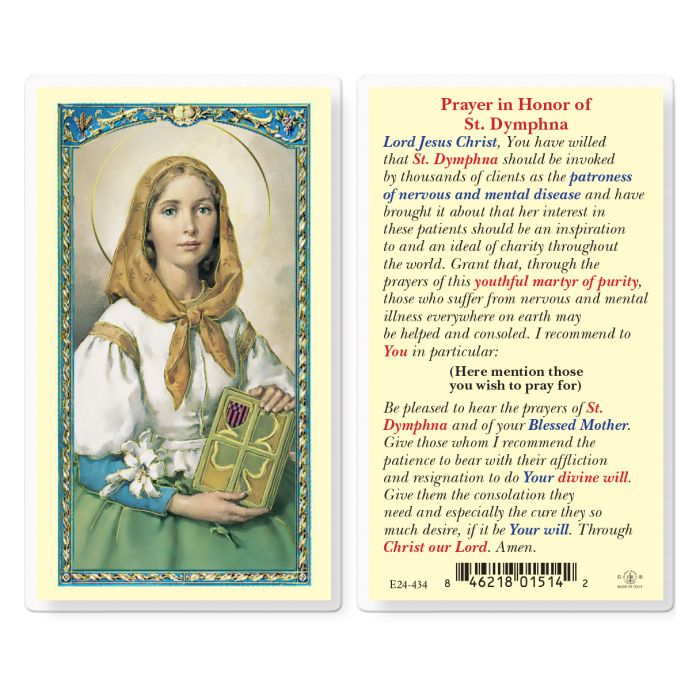 St. Dymphna Laminated Holy Card