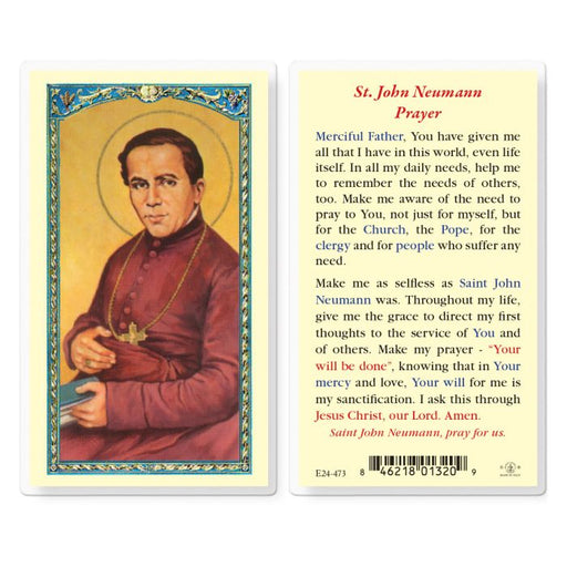 St. John Neumann Laminated Holy Card