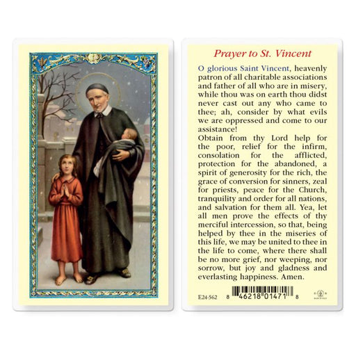 St. Vincent de Paul Laminated Holy Card