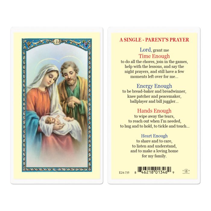 Single Parent's Prayer Laminated Holy Card