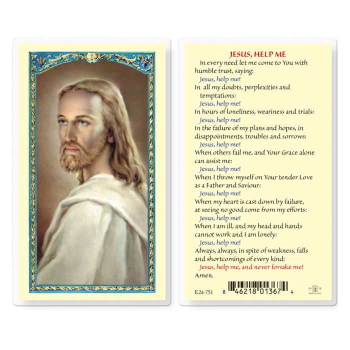 Jesus Help Me Laminated Holy Card