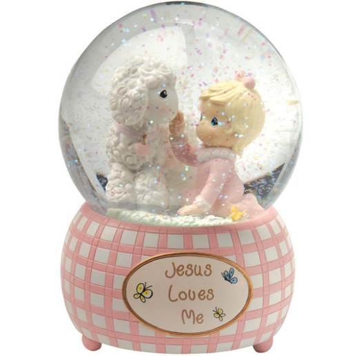 Precious Moments Jesus Loves Me Snow Globe - Girl w/ Lamb