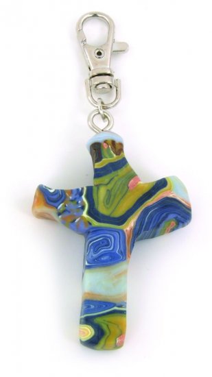 Abalone Comforting Clay Cross Keychain