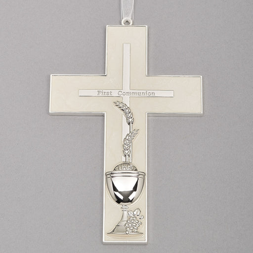 First Communion Polished Mother of Pearl 7" Cross