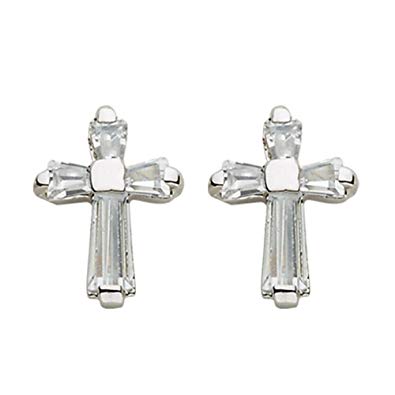 Sterling Silver Baguette Earrings w/Cubic Zirconium