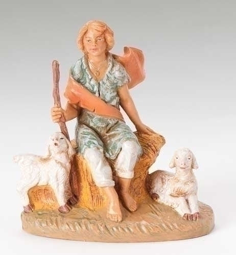 Peter - 5" Fontanini Nativity Shepherd Boy with Sheep