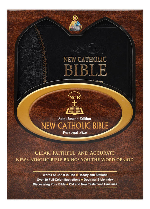 Black Leather St. Joseph New Catholic Bible - Personal Size