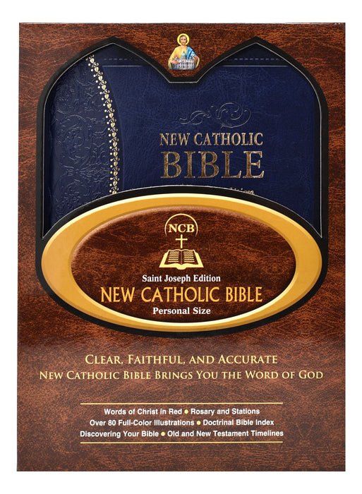 Blue Leather St. Joseph New Catholic Bible - Personal Size