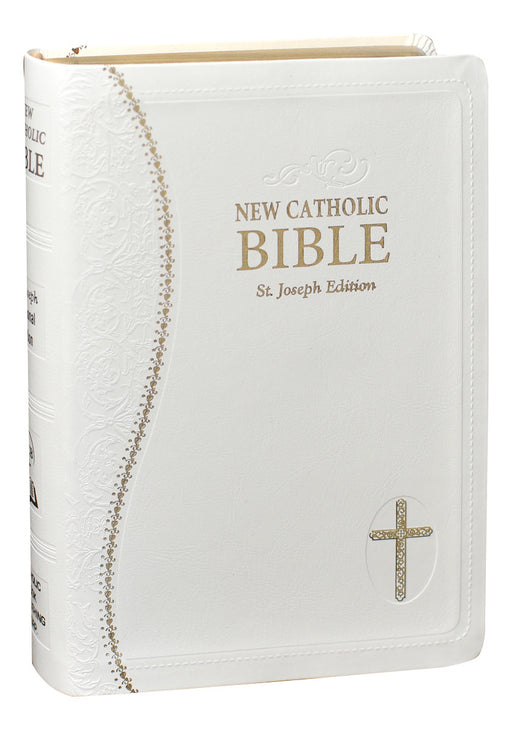 White Leather St. Joseph New Catholic Bible - Personal Size