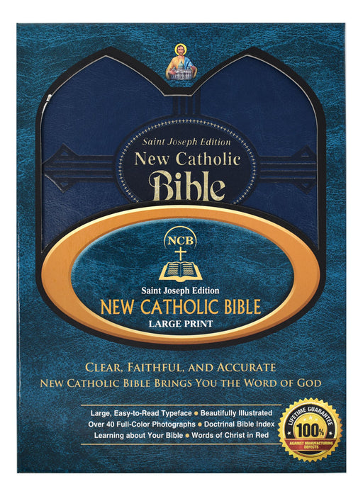 Blue Leather St. Joseph New Catholic Bible - Large Type