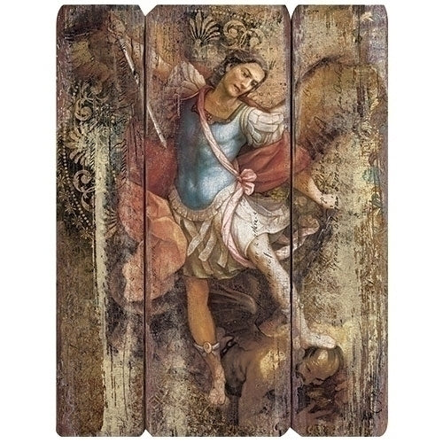 St. Michael Wood Plaque 15"