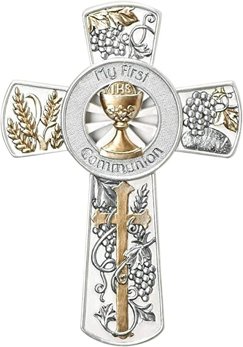 My First Communion Wall Cross w/ Gold & Silver Finish