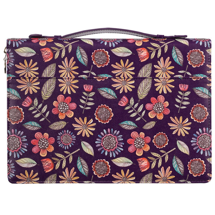 I Know the Plans Purple Floral Faux Leather Fashion Bible Cover - Large