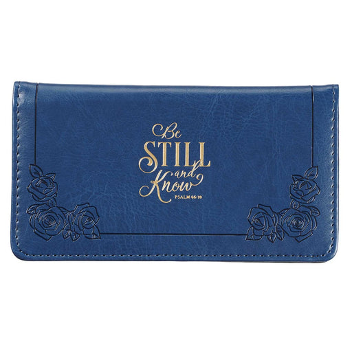 Be Still and Know Faux Leather Checkbook Cover in Navy