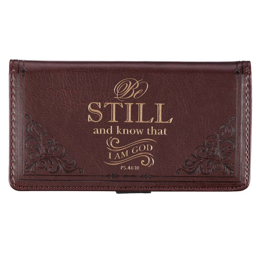 Be Still and Know Brown Faux Leather Checkbook Cover