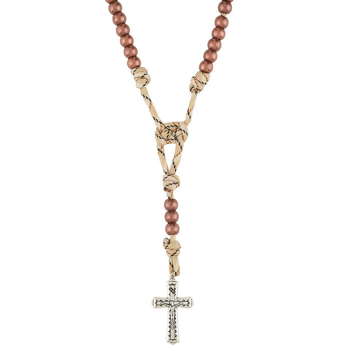 Men's Parachute Cord Rosary - Desert Tan