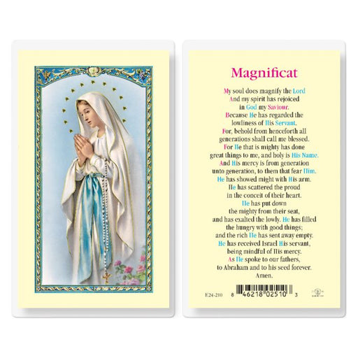 Our Lady of Lourdes "Magnificat" Laminated Holy Card