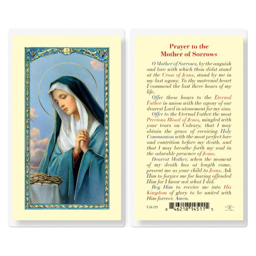 Mother of Sorrows Laminated Holy Card
