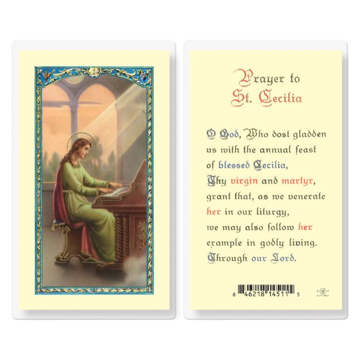 St. Cecilia Laminated Holy Card