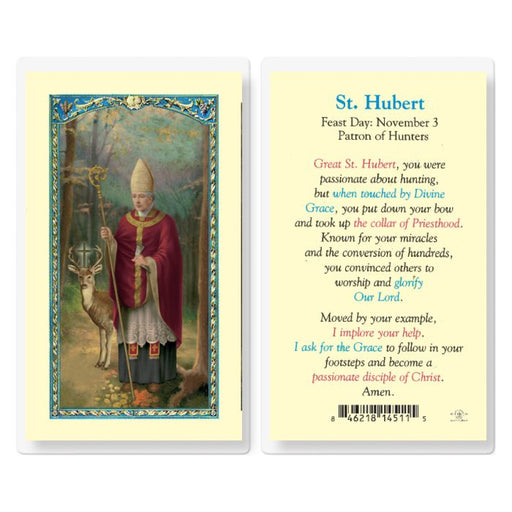 St. Hubert Laminated Holy Card