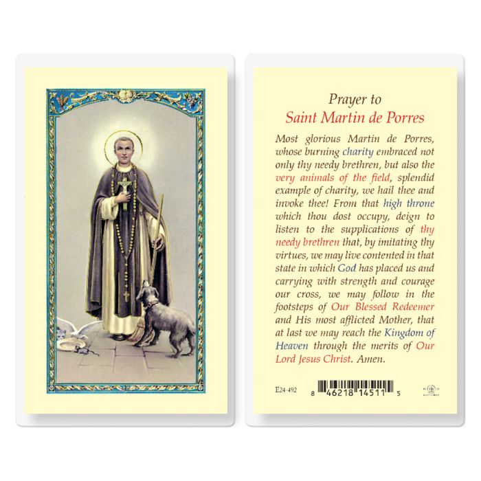 St. Martin de Porres Laminated Holy Card