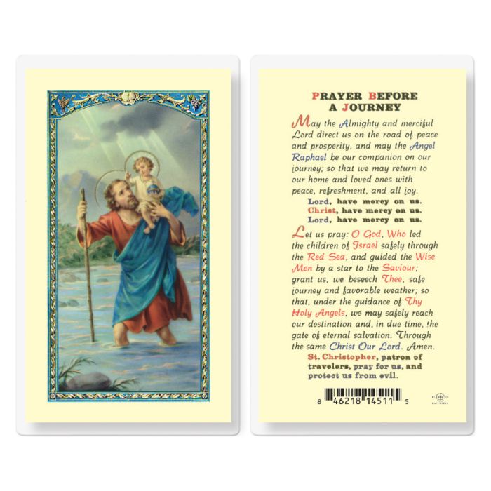 St. Christopher "Prayer Before a Journey" Laminated Holy Card