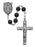 Pewter 7mm Black Wood Bead Rosary