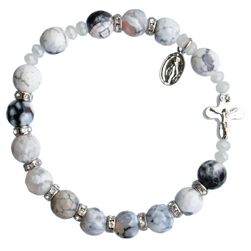 Genuine Howlite Rosary Bracelet 8mm